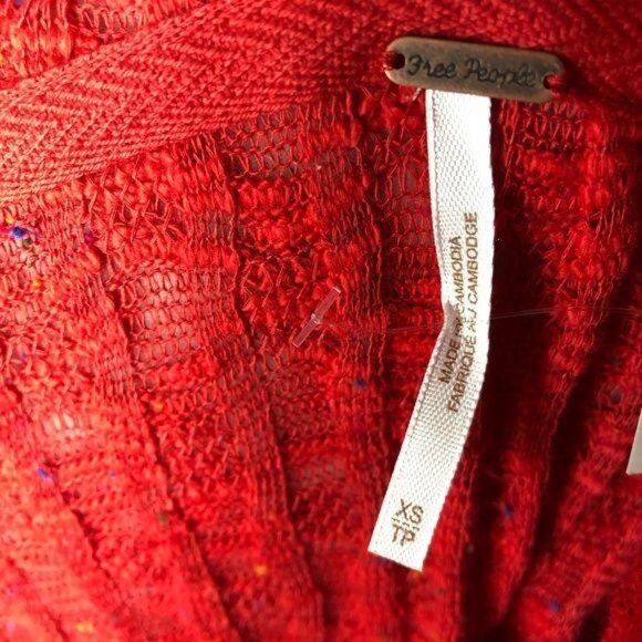 Free People Baja Babe Wide Sleeve Hoodie Red XS Pullover Sweater - Picture 5 of 7